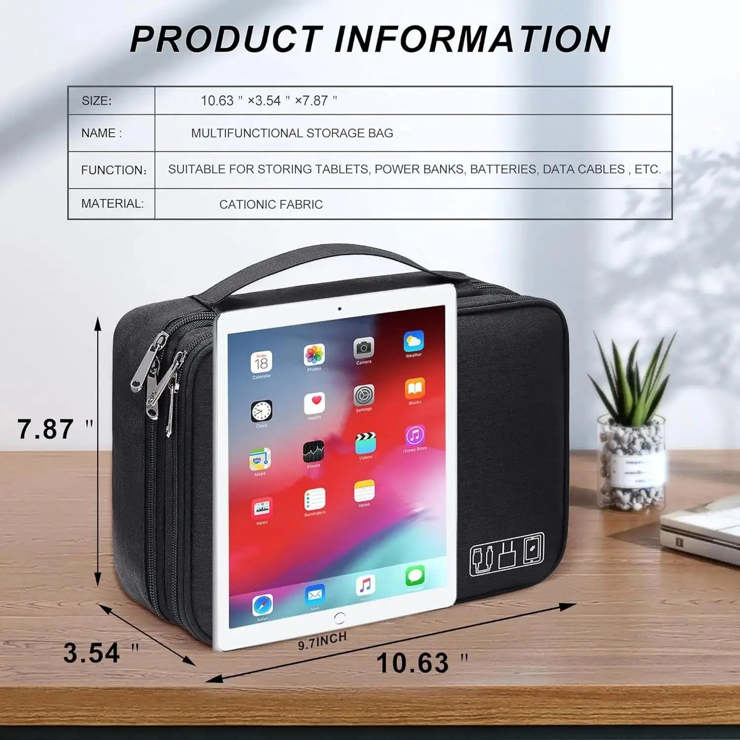 Electronics Organizer Bag Waterproof Carrying Pouch Travel Bag Universal Cable Storage Bag for Cable USB Charger Phone Accessory