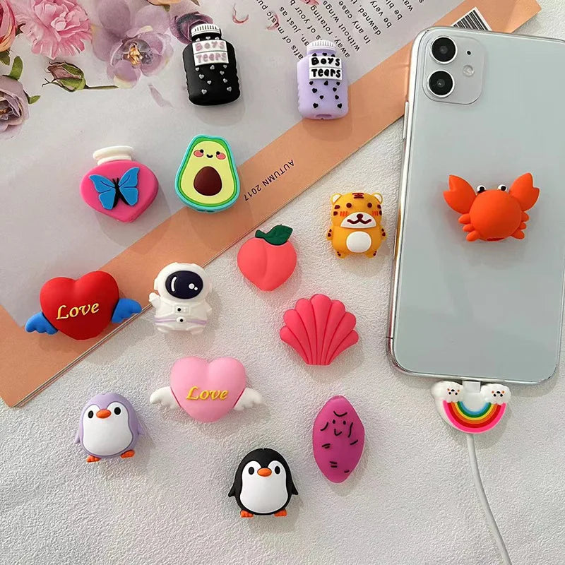 Cute Cable Accessory Cartoon USB Charger Data Cable Cord Protector For iPhone Lightning Charging Cable Protection