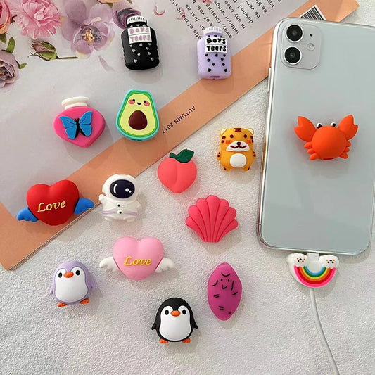 Cute Cable Accessory Cartoon USB Charger Data Cable Cord Protector For iPhone Lightning Charging Cable Protection