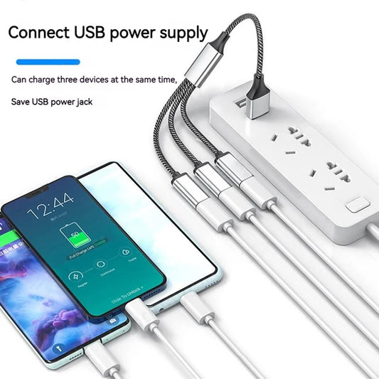 Type C To USB 4 Port Multi Port Splitter Adapter Cable OTG High Speed For PC Computer Accessories Multiport 1 USB to 3 USB 2.0