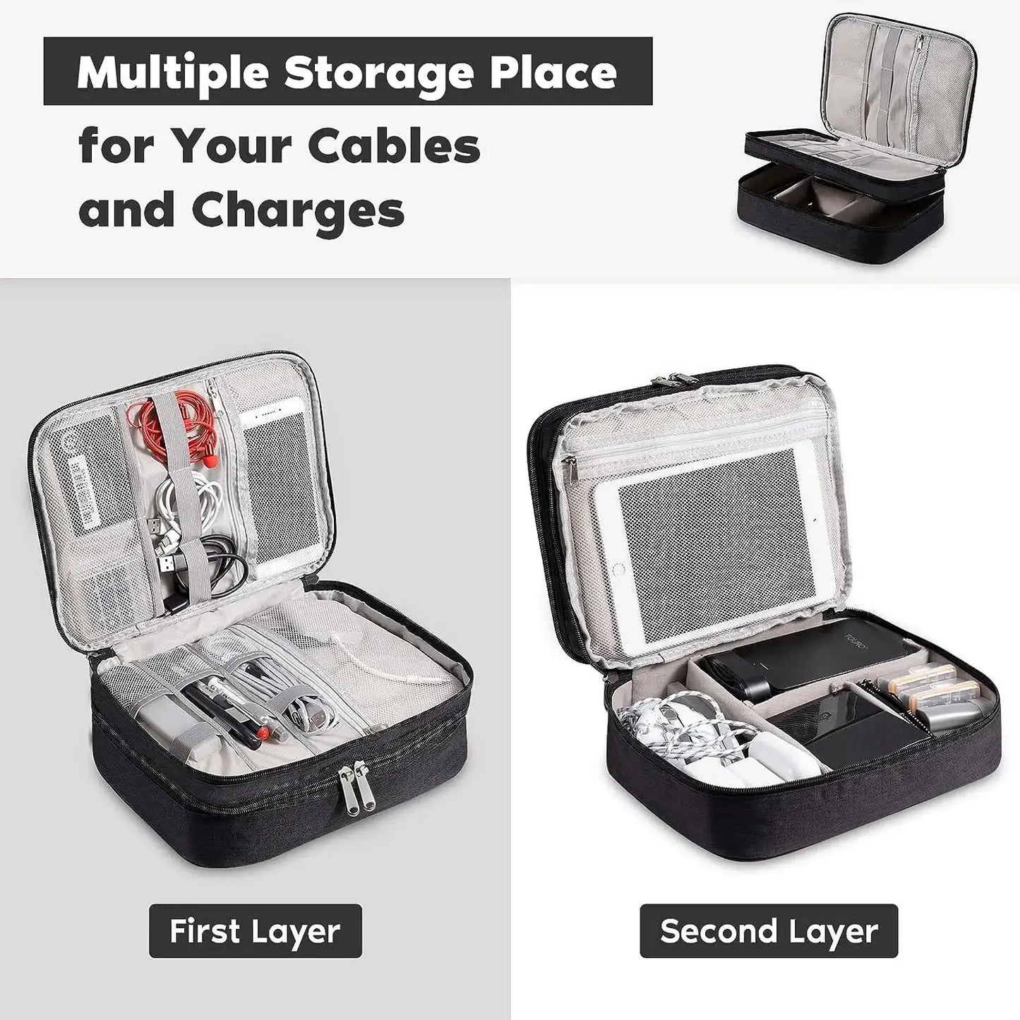 Electronics Organizer Bag Waterproof Carrying Pouch Travel Bag Universal Cable Storage Bag for Cable USB Charger Phone Accessory