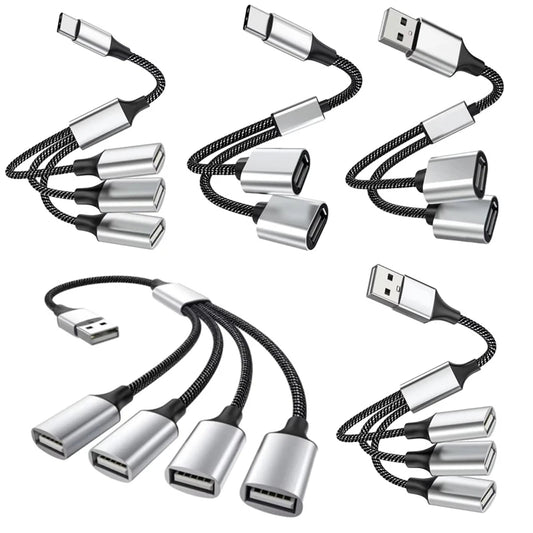 Type C To USB 4 Port Multi Port Splitter Adapter Cable OTG High Speed For PC Computer Accessories Multiport 1 USB to 3 USB 2.0