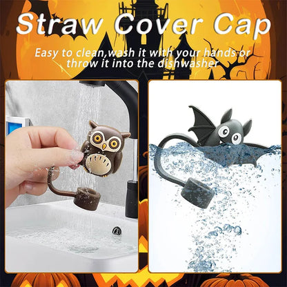 5/1PCS Halloween Straw Cover Cap for Stanley Cup Silicone Straw Topper for 10mm Straw Dust-Proof Reusable Straw Tips for Tumbler