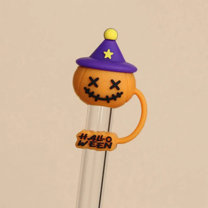 5/1PCS Halloween Straw Cover Cap for Stanley Cup Silicone Straw Topper for 10mm Straw Dust-Proof Reusable Straw Tips for Tumbler